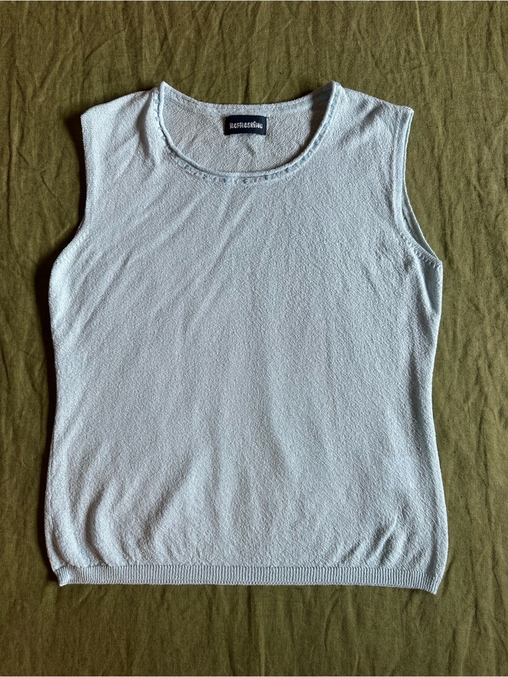 Vintage Light Blue Sleeveless Tank with Beaded Details